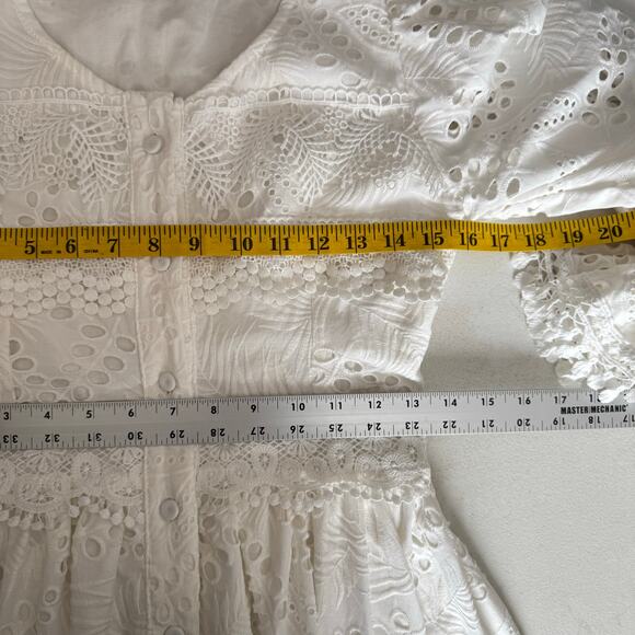 WAIMARI Cotton Eyelet Maxi Dress XS White Ruffle Lace La Perla Peasant Boho - Picture 12 of 16